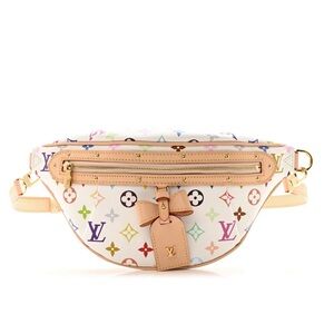 Authentic Louis Vuitton White Murakami Multicolor Monogram Crossbody Belt Bag